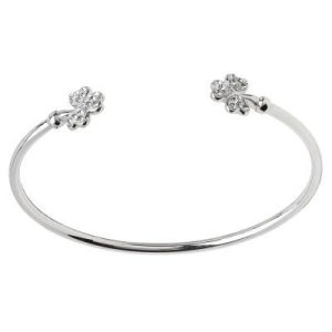 Sterling Silver Swarovski Crystal Shamrock Bangle