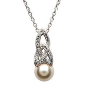 Sterling Silver Swarovski Crystal Trinity Pearl Pendant