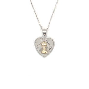 Sterling Silver Heart Communion Medal