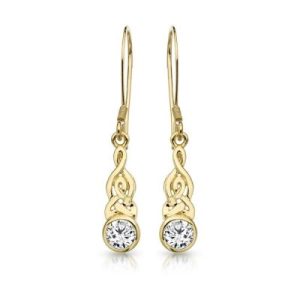 9CT Gold Celtic Cubic Zirconia Drop Earrings