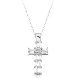 9ct White Gold Cubic Zirconia Celtic Cross
