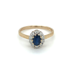 9ct Gold Diamond & Sapphire Cluster Ring