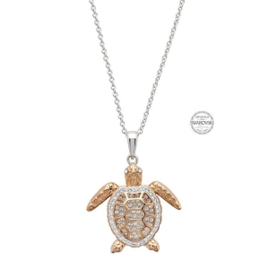 Sterling Silver Ocean Collection Swarovski Crystal Turtle Necklace