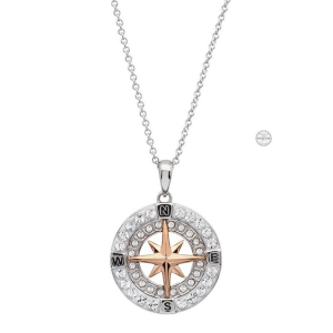 Sterling Silver Ocean Collection Swarovski Crystal Compass Necklace