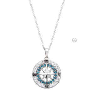 Sterling Silver Ocean Collection Swarovski Crystal Compass Necklace