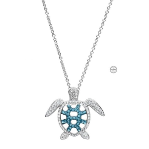 Sterling Silver Ocean Collection Swarovski Crystal Turtle Necklace