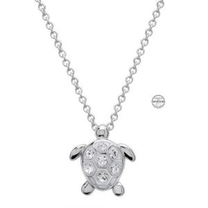 Sterling Silver Ocean Collection Swarovski Crystal Small Turtle Necklace