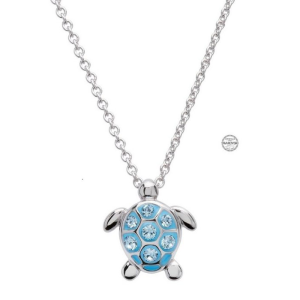 Sterling Silver Ocean Collection Swarovski Crystal Small Turtle Necklace