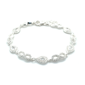 Sterling Silver Infinity Bracelet with Pear Shaped Stones