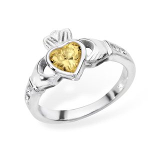 Sterling Silver Claddagh Birthstone Ring November