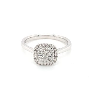 9ct White Gold Diamond Engagement Ring