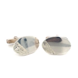 Silver Oval Cuff Links