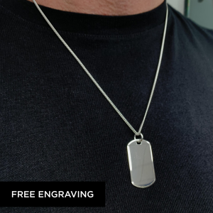 Sterling Silver Dog Tag And Chain