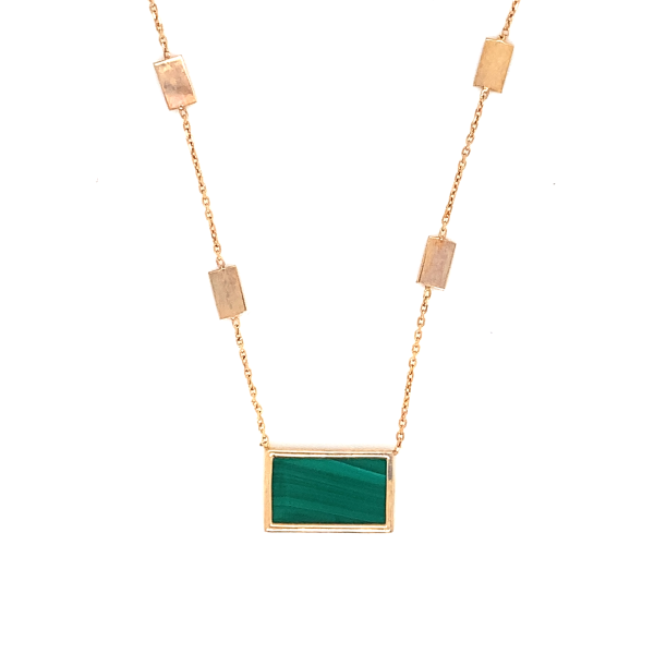 9ct gold malachite pendant and chain