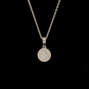 9ct White Gold Diamond Cluster Pendant