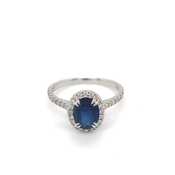 18ct White Gold Diamond & Sapphire Ring