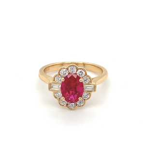 18ct Gold Diamond & Ruby Cluster Ring