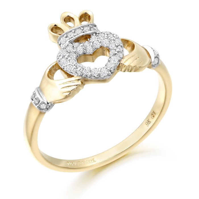 9ct Gold CZ Claddagh Ring - Conway's Jewellers