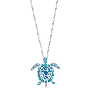 Sterling Silver Swarovski March Turtle Birthstone Pendant
