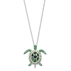Sterling Silver Swarovski August Turtle Birthstone Pendant