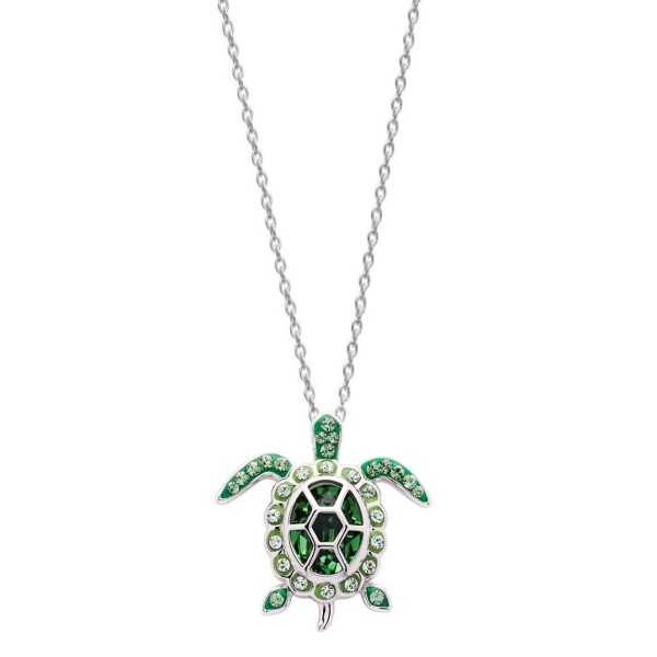Sterling Silver Swarovski August Turtle Birthstone Pendant
