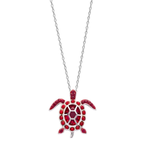 Sterling Silver Swarovski January Turtle Birthstone Pendant