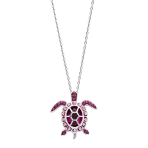 Sterling Silver Swarovski February Turtle Birthstone Pendant