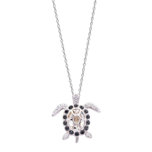 Sterling Silver Swarovski April Turtle Birthstone Pendant