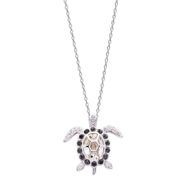 Sterling Silver Swarovski April Turtle Birthstone Pendant