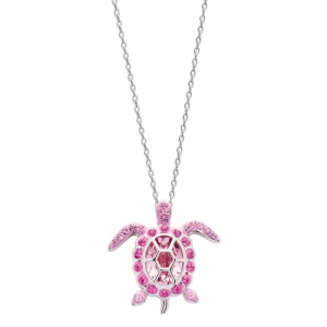 Sterling Silver Swarovski October Turtle Birthstone Pendant