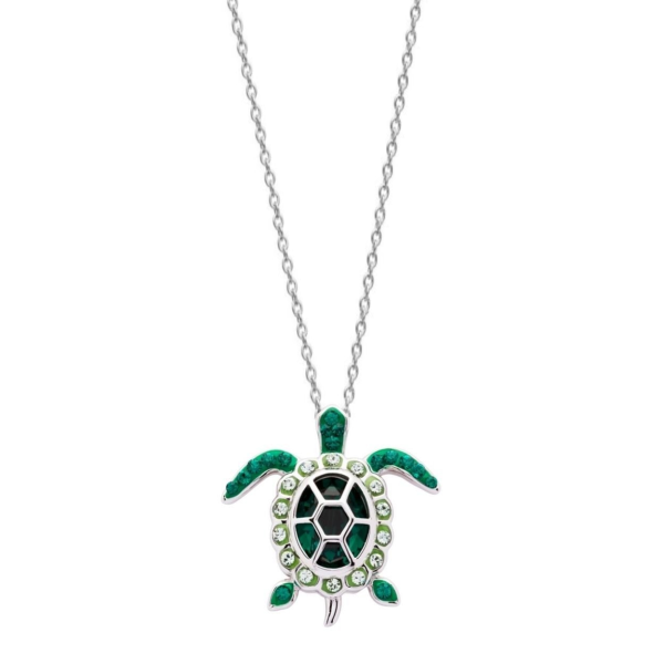 Sterling Silver Swarovski May Turtle Birthstone Pendant