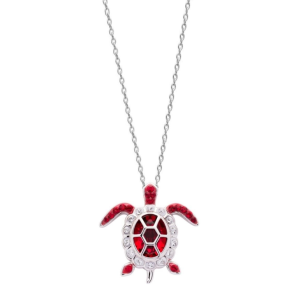 Sterling Silver Swarovski July Turtle Birthstone Pendant
