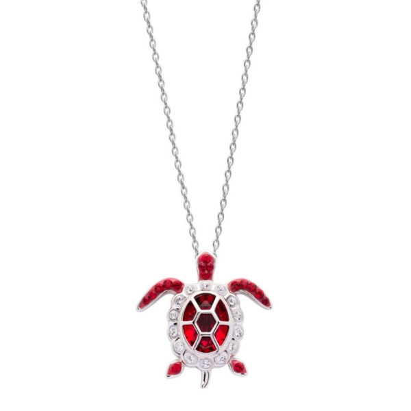 Sterling Silver Swarovski July Turtle Birthstone Pendant