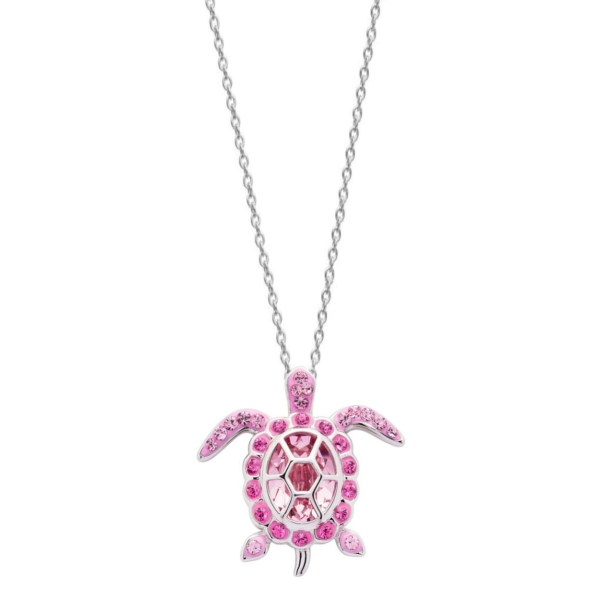 Sterling Silver Swarovski October Turtle Birthstone Pendant