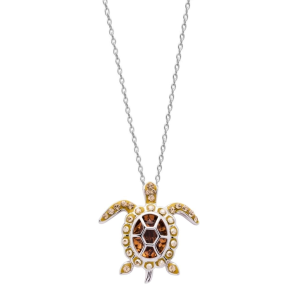 Sterling Silver Swarovski November Turtle Birthstone Pendant