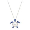 Sterling Silver Pearl / Sapphire Crystal Turtle Necklace