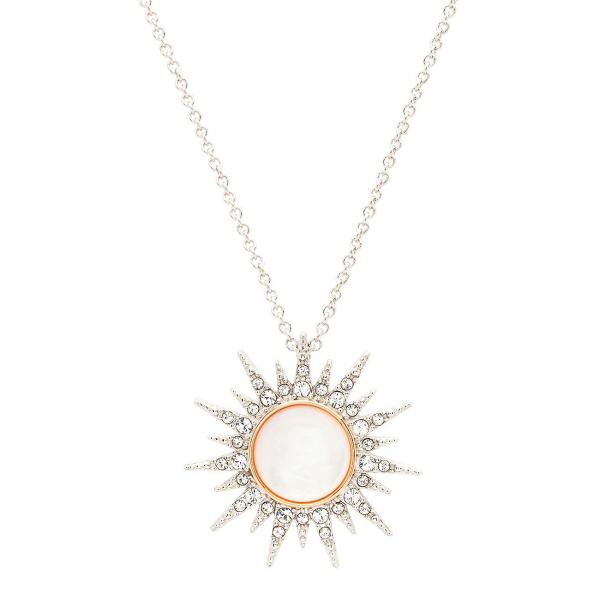 Sterling Silver Crystal Rose Gold Sun Necklace