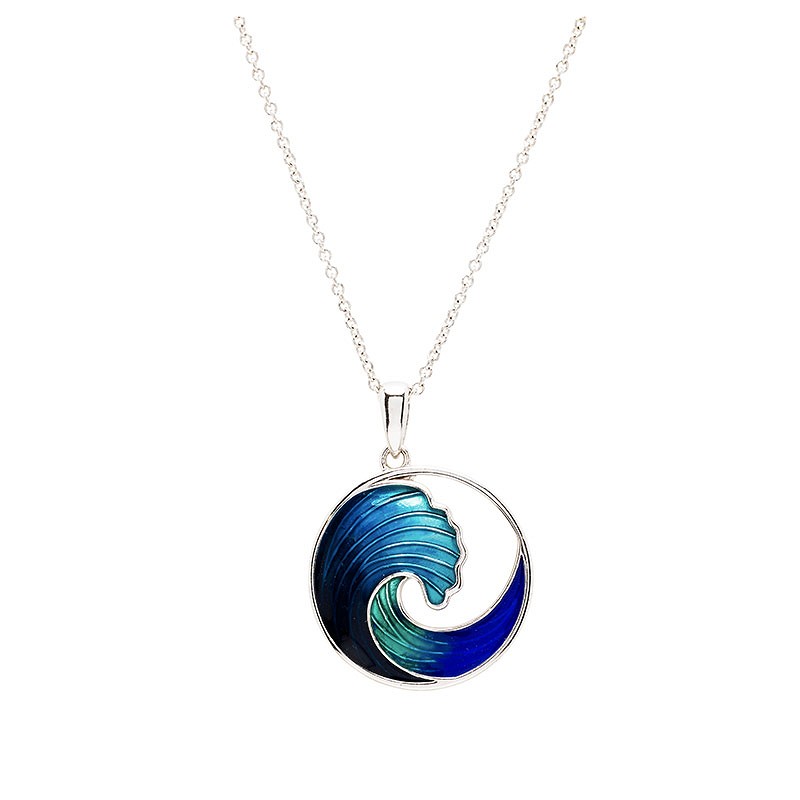 Wave Necklace Sterling Silver Aquarius Necklace Wave Necklace With