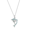 Sterling Silver Aqua Trinity Dolphin Necklace