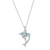 Sterling Silver Aqua Shamrock Dolphin Necklace