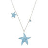 Mom And Baby Starfish Necklace with Aqua Crystals
