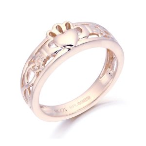 9ct Rose Gold Claddagh Celtic Ring