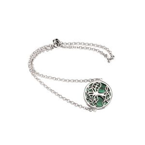 Sterling Silver Tree of Life with Malachite Bracelet