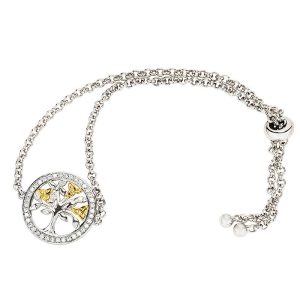 Sterling Silver Cz Gold Plated Tree of Life Bracelet