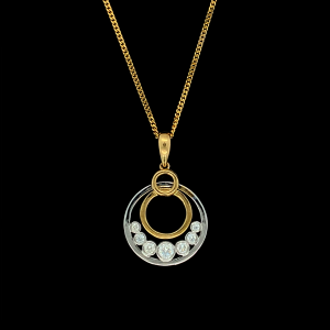 Two Tone Diamond Pendant and Chain.