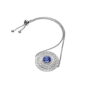 S Silver Celtic Bracelet Saphire/white Swarovski Crystals