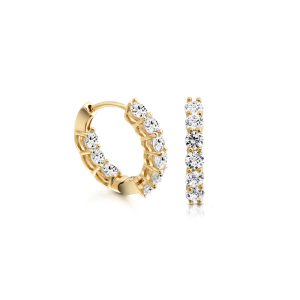 9ct Hoop Earrings With Cubic Zirconia Stones.
