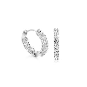 9ct White Gold Hoop Earrings With Cubic Zirconia