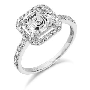 9ct Gold Ascher Cut CZ Ring