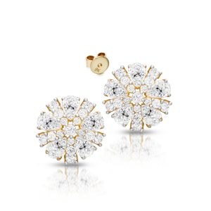 9ct Gold CZ Floral Earrings